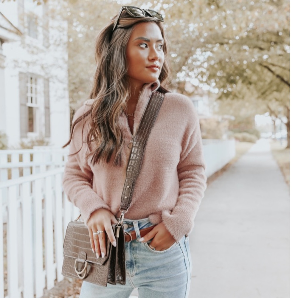 NWOT Celestial Fuzzy Blush Half Zip Pullover